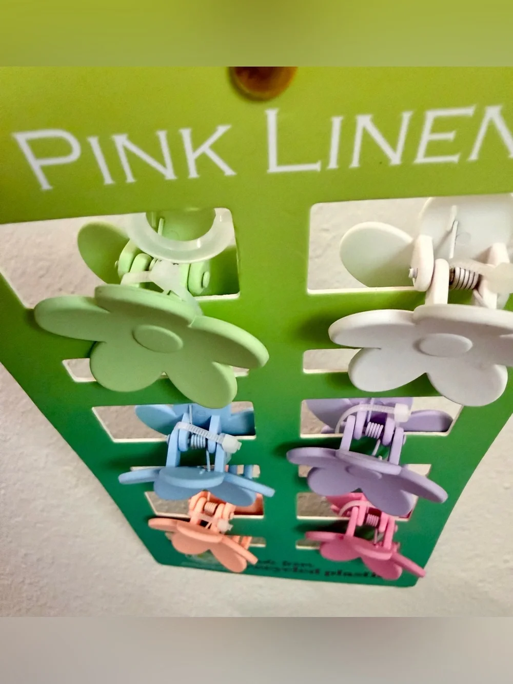 Pink Linen 6 pack Flower Hair Clips - Pastel Multi-Color Set